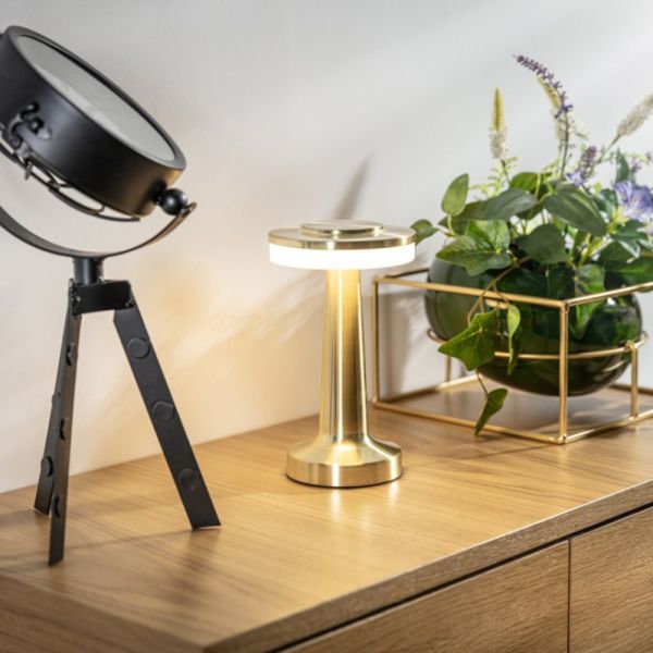 Настільна світлодіодна лампа на акумуляторі GTV DECOR MONUM 3W 3000K золота