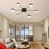 Стельова чорна люстра RAY SLIM спутник на 6 плафонів під лампу GX53