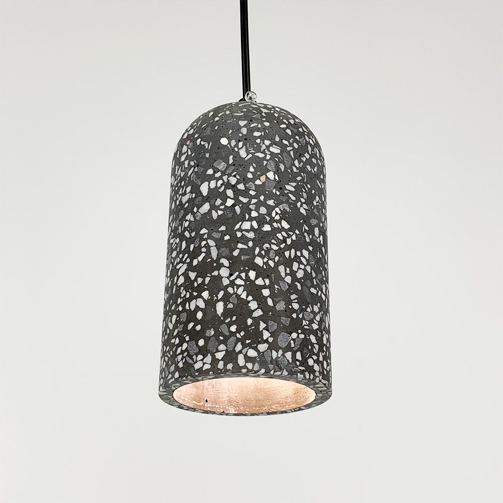 Підвісний чорний бетонний світильник TERRAZZO DOME MJ 166/1 BK