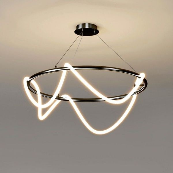 Кільцева чорний хром люстра з гнучкою LED стрічкою Ø80 см SY9752-D800BHR