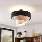 Стельова люстра з текстильним абажуром MJ 159-500 BK+WT+WT