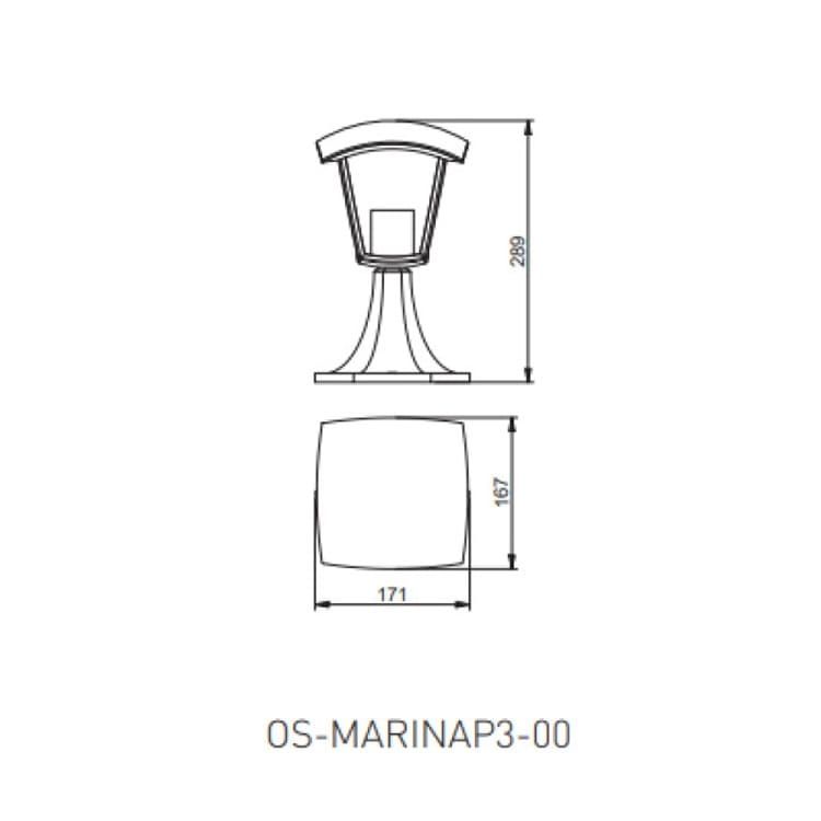 Світильник садовий MARINA-P E27 IP54 30 см чорний OS-MARINAP3-00