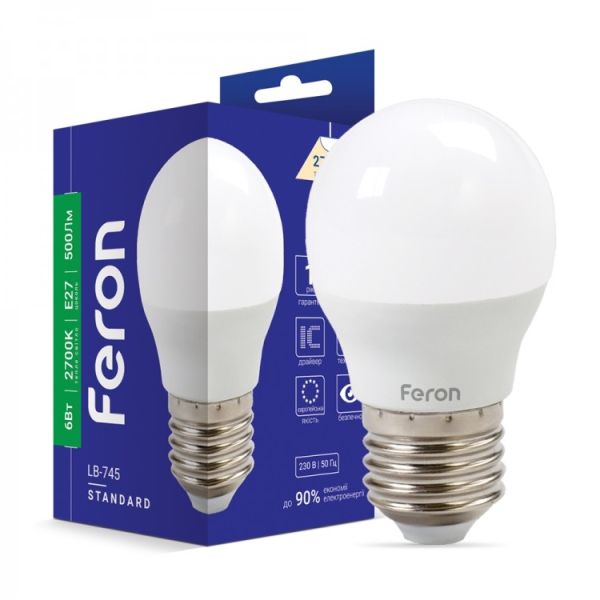 LED лампа матова біла E27 6W 6400K/4000K/2700K LB-745