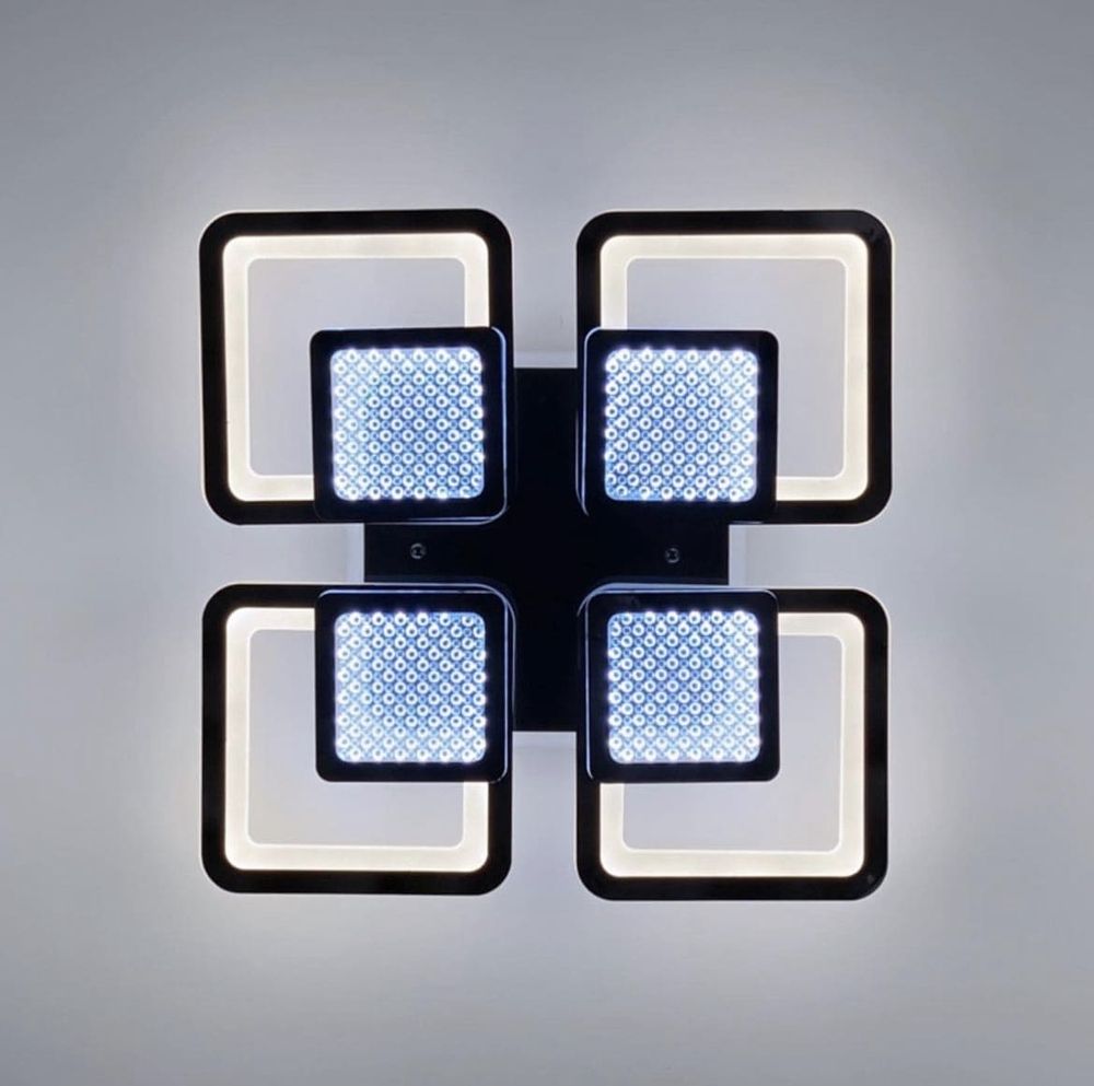 LED люстра на 4+4 квадрати в чорному кольорі A 2727/4 RGB BR BK