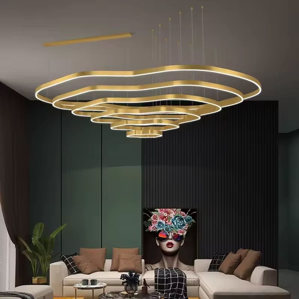 Незвичайна та ефектна золота люстра на 5 ярусів Ø 120 см PCL006-120*100*80*60*40 PGD