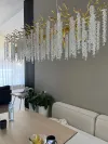 Люстра підвісна в стилі Гліцинія 609-L1200GD 14 ламп золото видовженої форми
