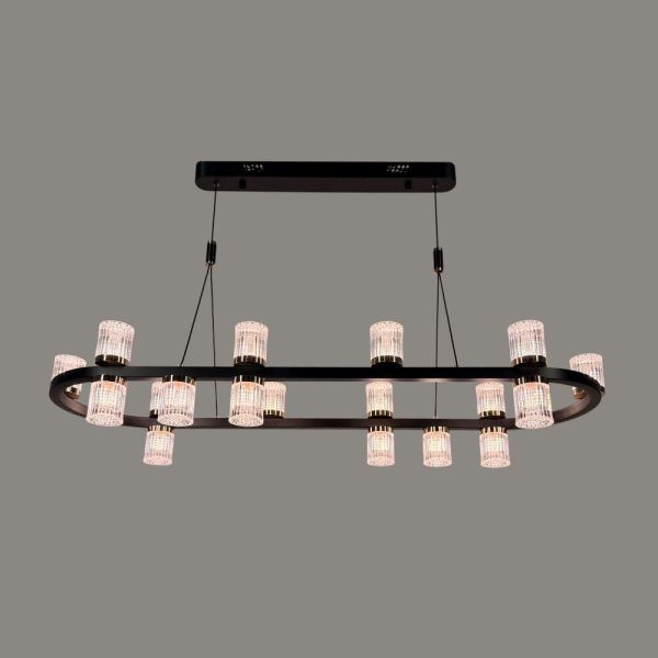 Видовжена овальна люстра з 18 плафонами G4 у чорному корпусі 105 см ZL2970/10+8 L