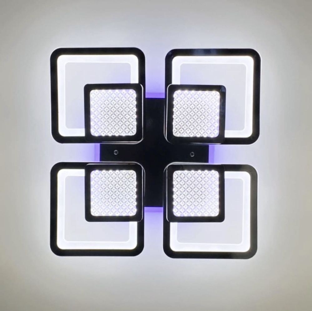 LED люстра на 4+4 квадрати в чорному кольорі A 2727/4 RGB BR BK