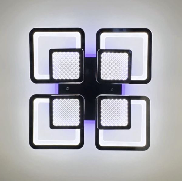 LED люстра на 4+4 квадрати в чорному кольорі A 2727/4 RGB BR BK