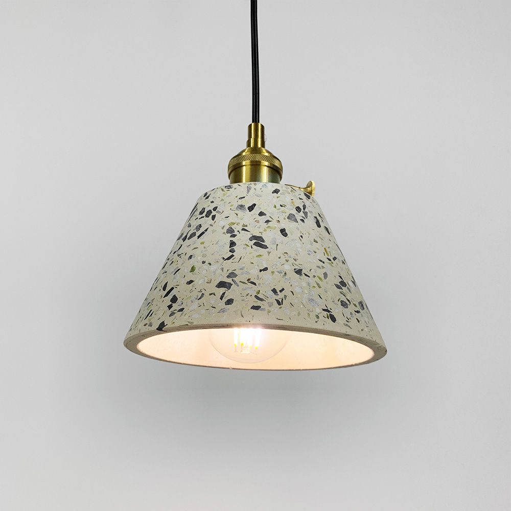 Підвісний білий бетонний світильник TERRAZZO CONO