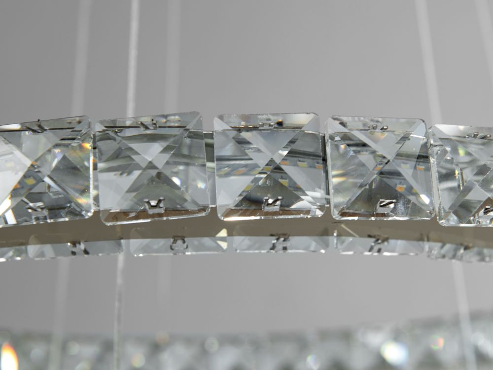 Сучасна LED люстра підвіс "Кришталеві кільця", 55W, золото 7206-6W/480+340G