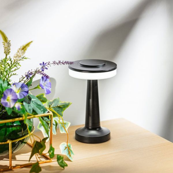 Настільна світлодіодна лампа на акумуляторі GTV DECOR MONUM 3W 3000K чорна