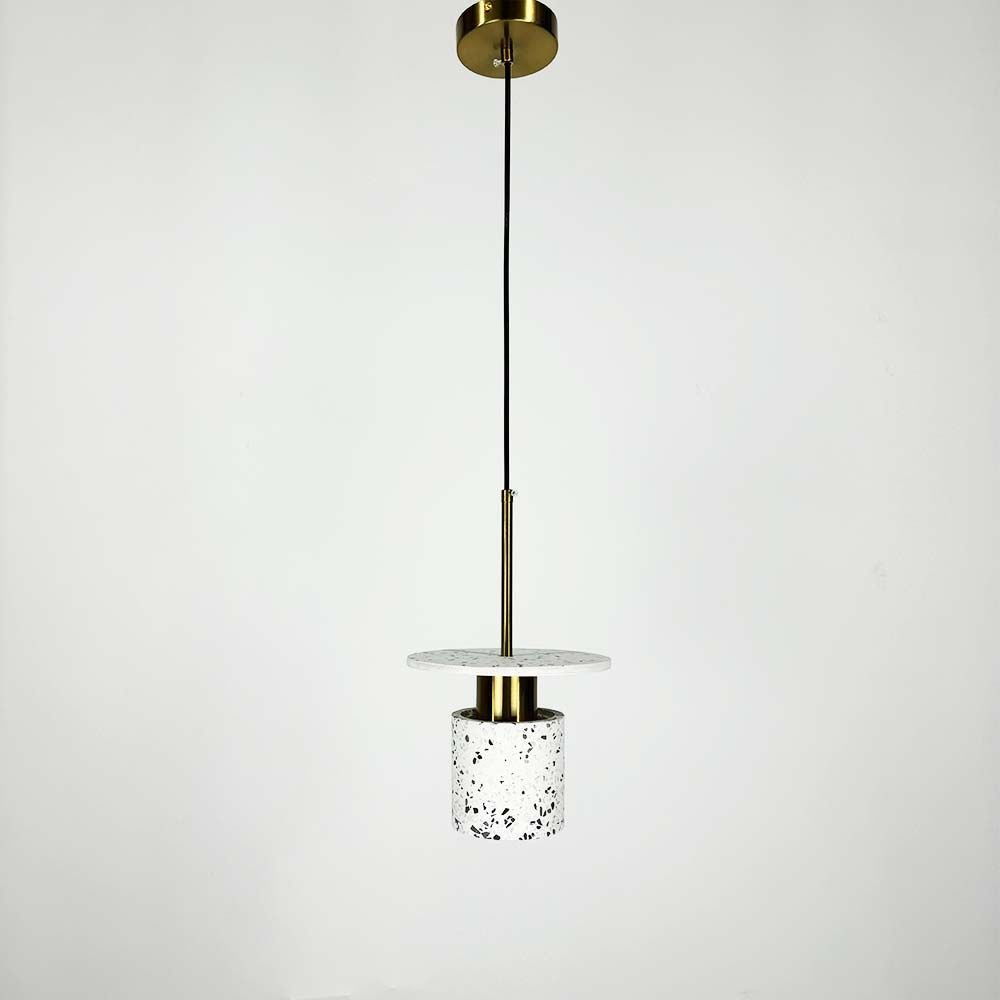 Підвісний білий бетонний світильник TERRAZZO CYLINDER MJ 162-200 WT