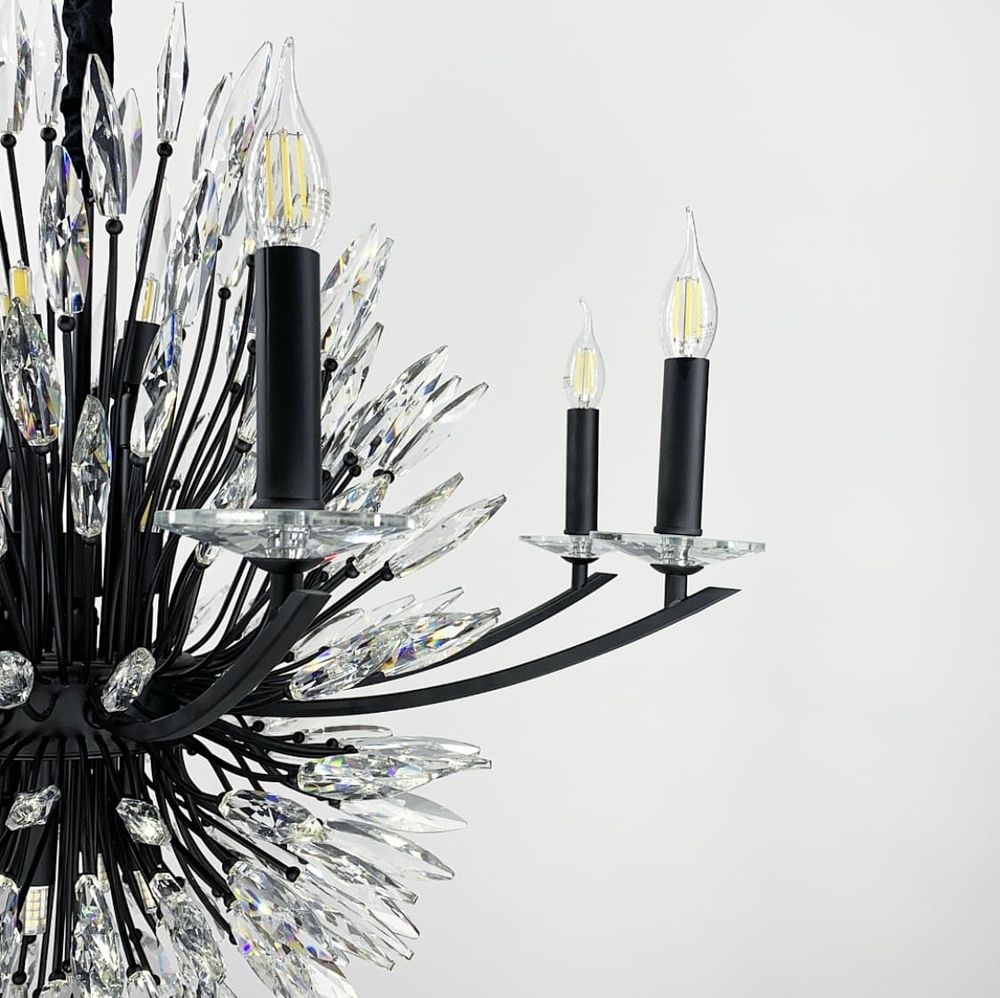 Кришталева чорна люстра Lily Buds на 8 ріжків-підсвічників MD 8058-8 Black