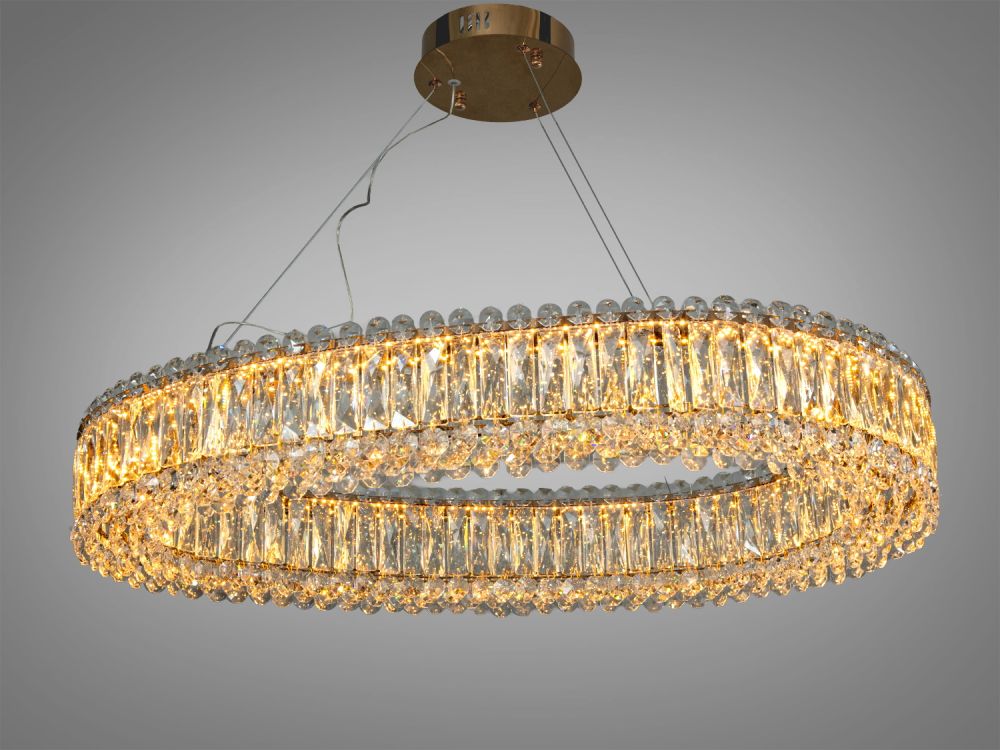 Підвісна кришталева золота люстра 7930/800x550S-gold Ø 83 см 68 W