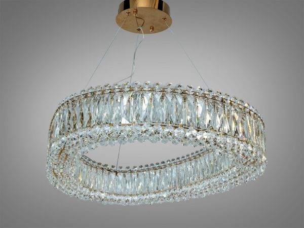 Підвісна кришталева золота люстра 7930/800x550S-gold Ø 83 см 68 W