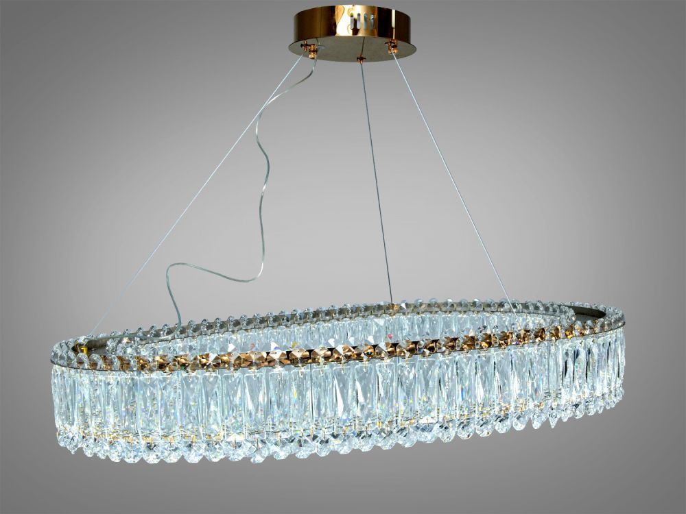 Підвісна кришталева золота люстра 7930/800x550S-gold Ø 83 см 68 W