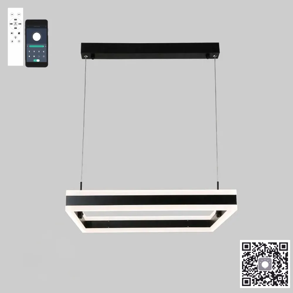 Люстра підвісна чорна світлодіодна з пультом STELLA 100W BLACK