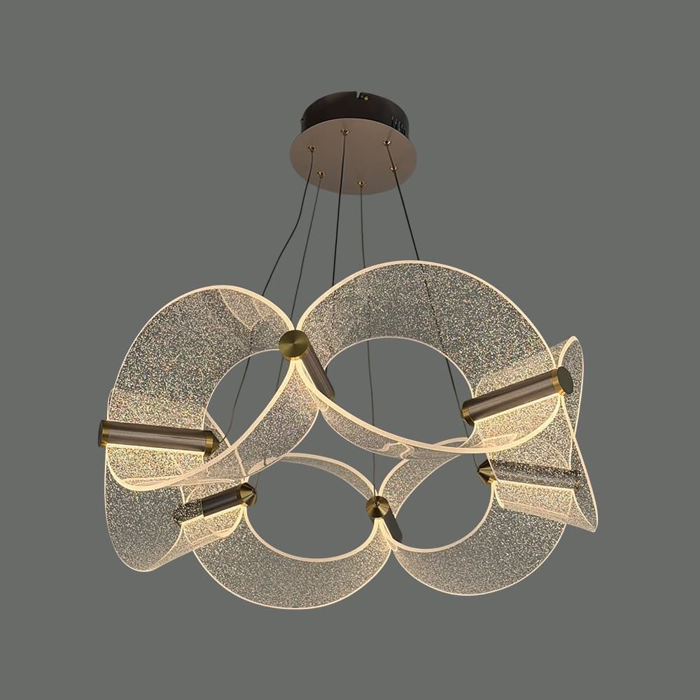 Підвісна сатинова люстра з 6 сегментами з іскристого акрилу Ø64 см 9286-6 Carmine+GD