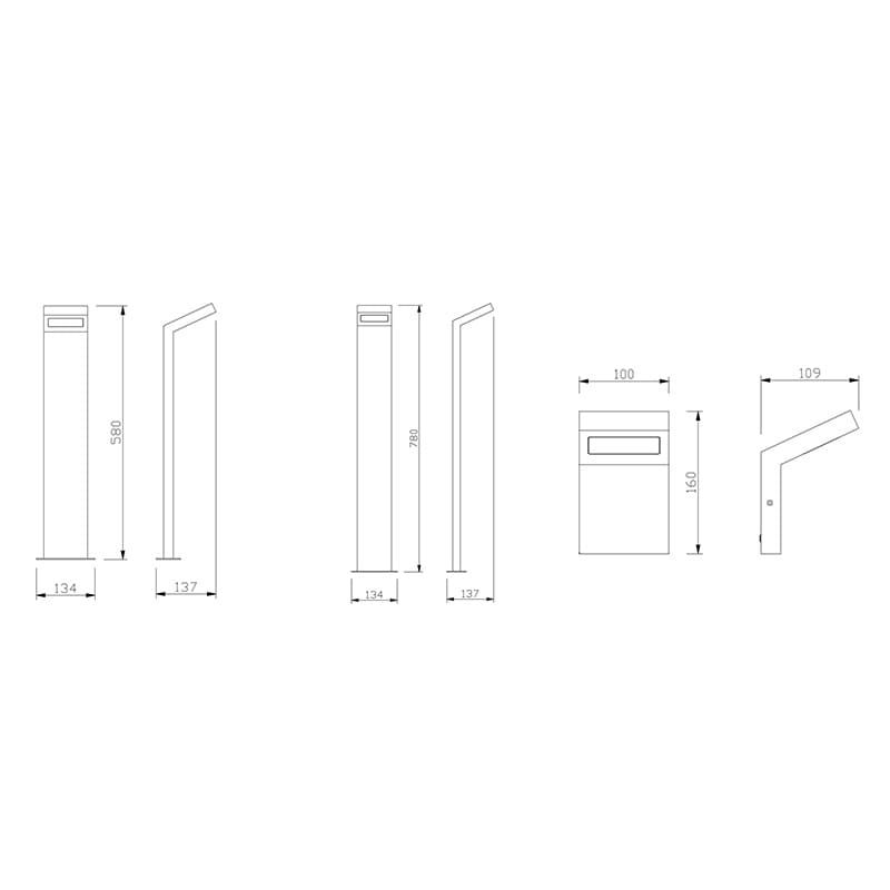 Світильник GTV LONDON 10W, IP54, 4000K, 58см, чорний LD-LON10W58P-10
