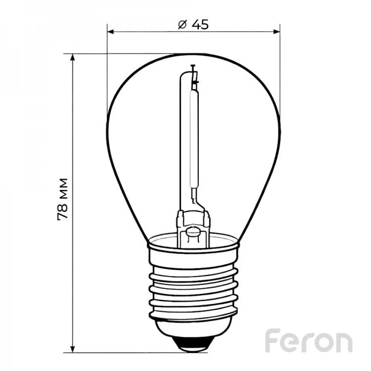 LED лампа Filament  LB-61 1Вт E27 2700K тепле освітлення прозора