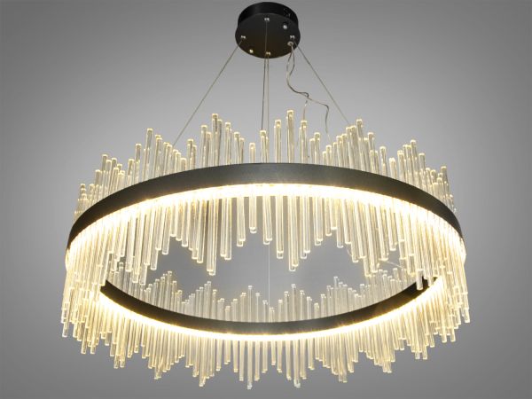 Унікальна підвісна кришталева LED люстра для вітальні, 200 Вт, чорна