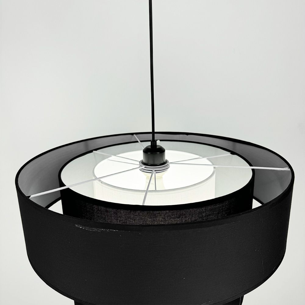 Стельова люстра з текстильним абажуром MJ 159-500 BK+BK+WT