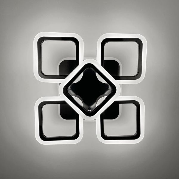 Стельова чорна люстра LED на 4+1 ріжки-квадрати A 2400/4+1S RGB BK BK