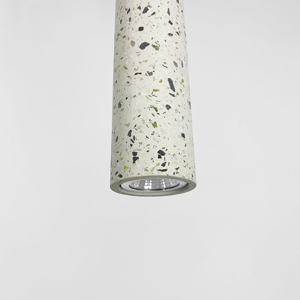 Підвісний білий бетонний світильник TERRAZZO CYLINDER LONG
