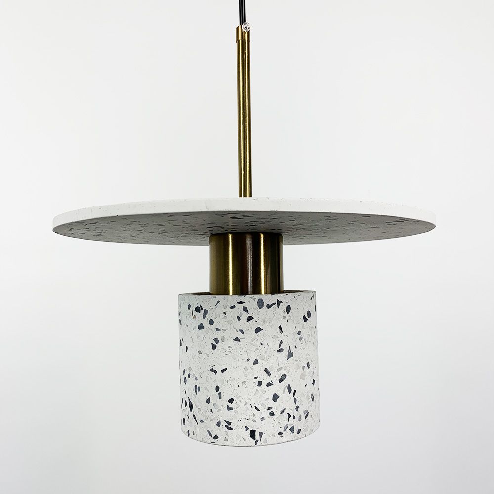 Підвісний білий бетонний світильник TERRAZZO CYLINDER 30 см