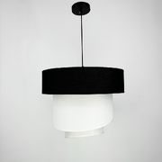 Стельова люстра з текстильним абажуром MJ 159-500 BK+WT+WT