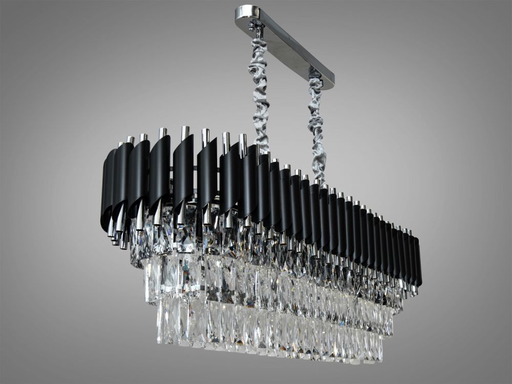 Сучасна кришталева люстра   9001-1000x300BK+CH