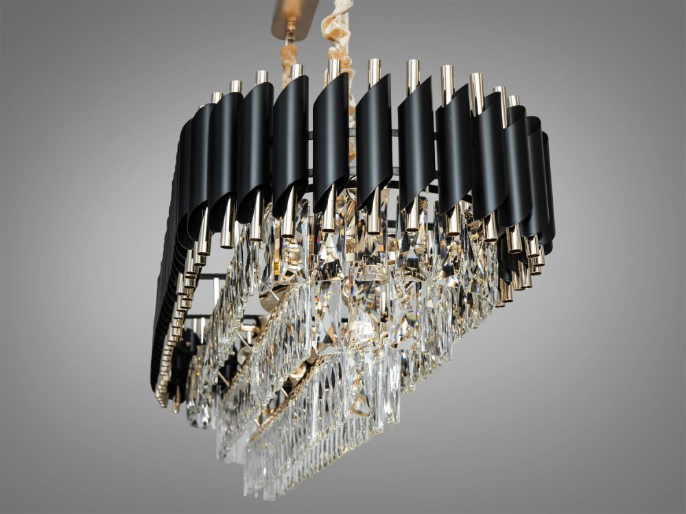 Люстра кришталева підвісна 9001-1200x350BK+SGD
