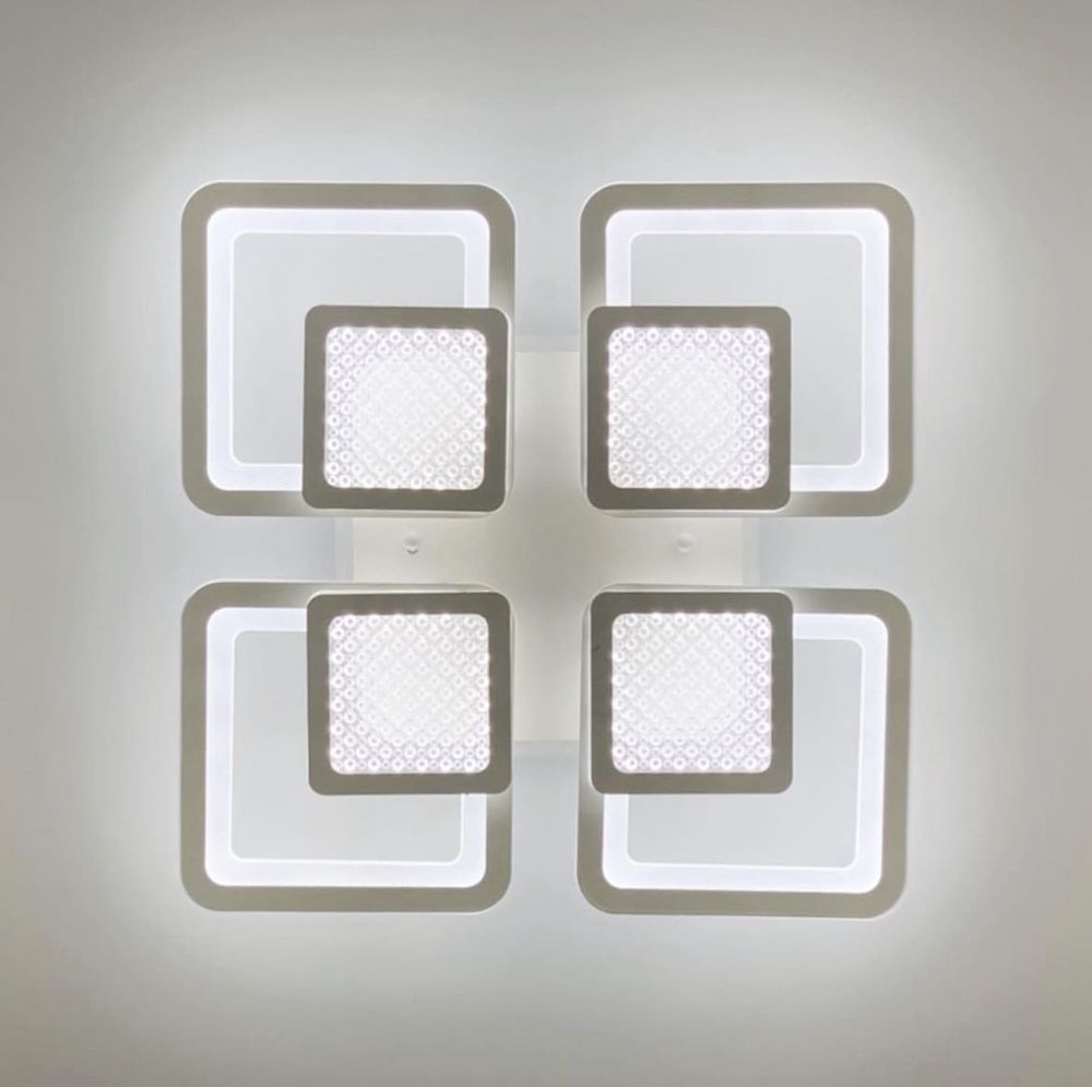 Люстра LED на 4+4 квадрати в білому кольорі A 2727/4 RGB WT
