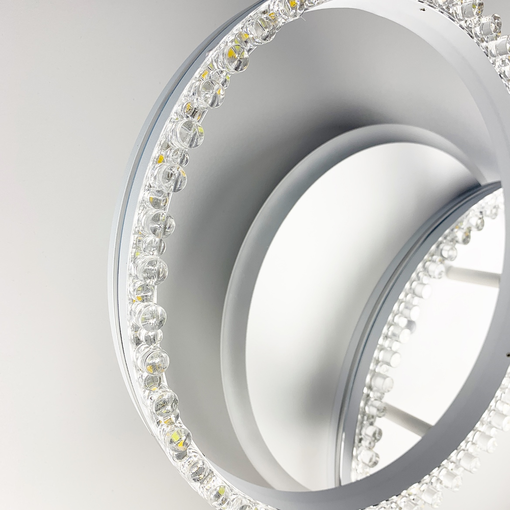 LED люстра на 2 кільця білого кольору з фурнітурою хром А 55061/2В RGB WT