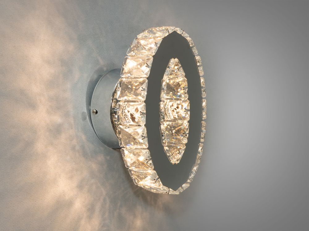 Чарівний настінний кришталевий LED світильник, 6W, хром