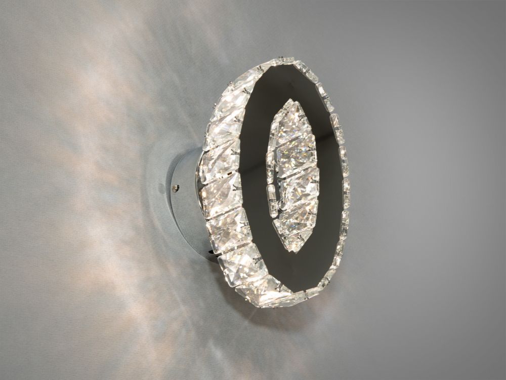 Чарівний настінний кришталевий LED світильник, 6W, хром