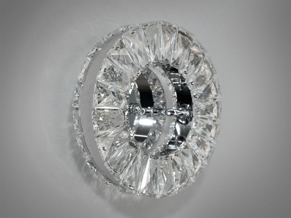 Настінно-стельовий круглий кришталевий LED світильник, 15W, хром 9616HR