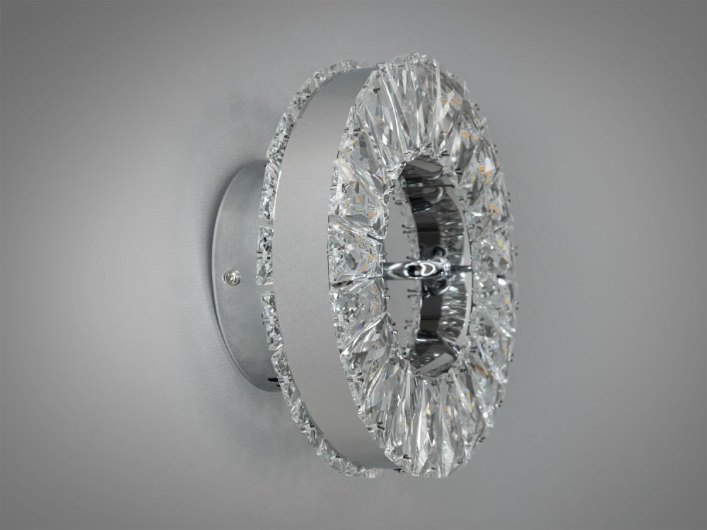 Настінно-стельовий круглий кришталевий LED світильник, 15W, хром 9616HR