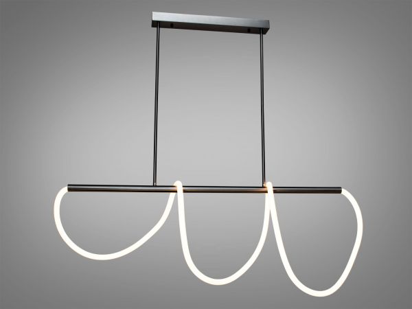 LED люстра підвісна Мотузка лінійна над столом, 32W, чорний хром 120 см