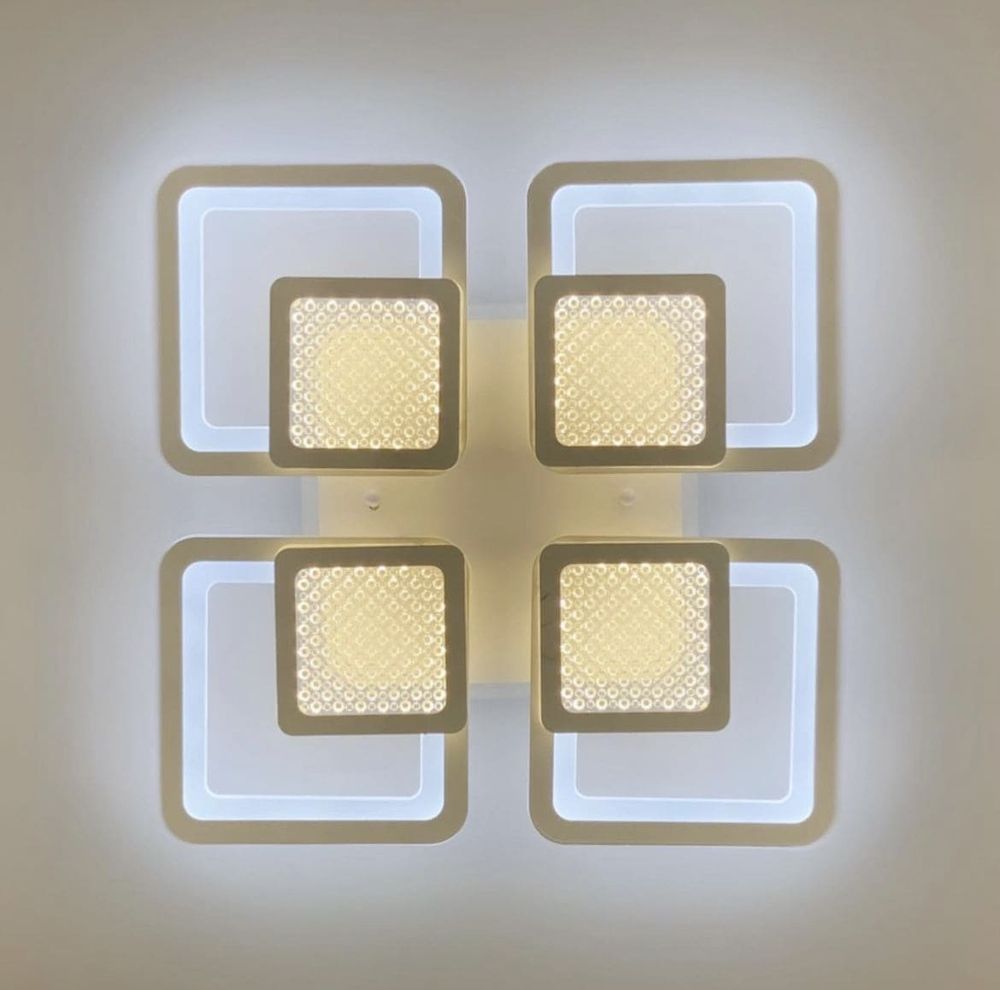 Люстра LED на 4+4 квадрати в білому кольорі A 2727/4 RGB WT