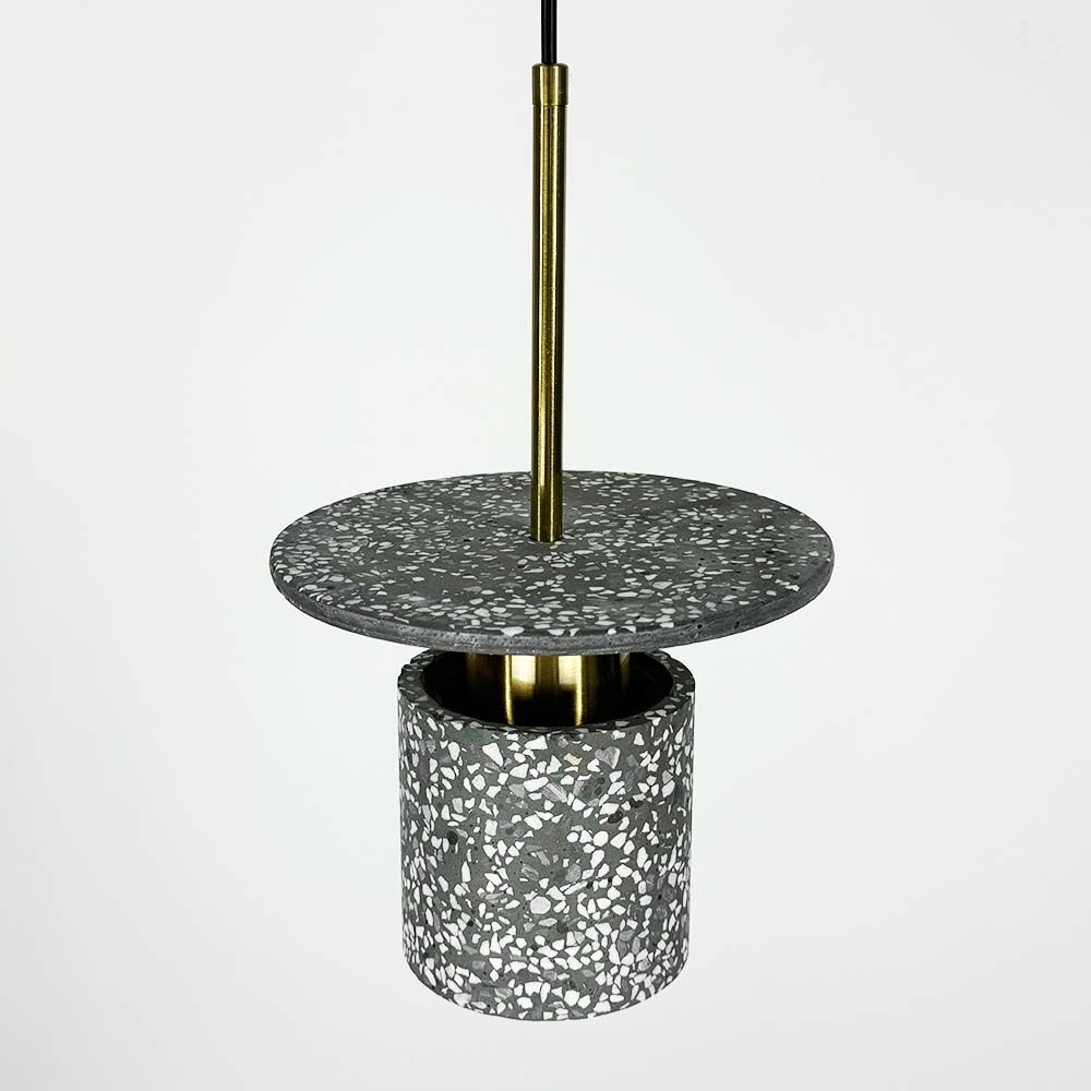 Підвісний сірий бетонний світильник TERRAZZO CYLINDER MJ 162-200 BK