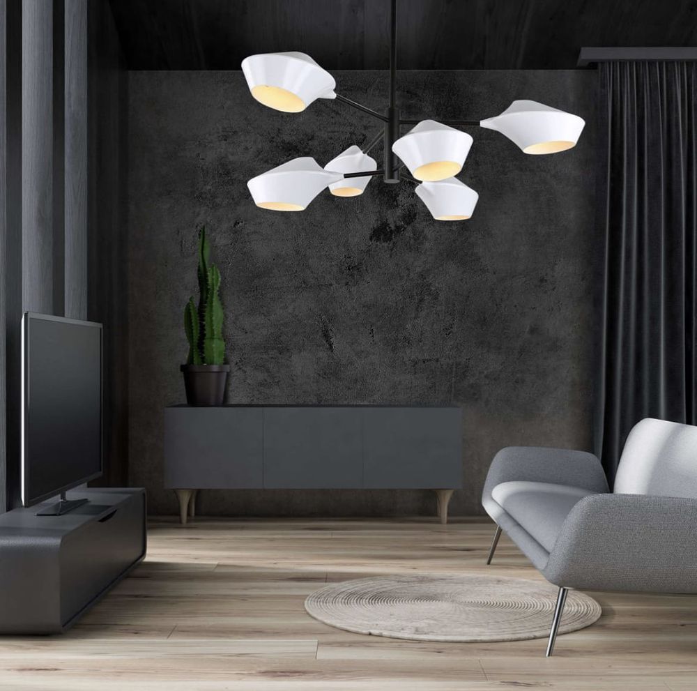 Оригінальна стельова люстра Lumina Deco у чорному каркасі