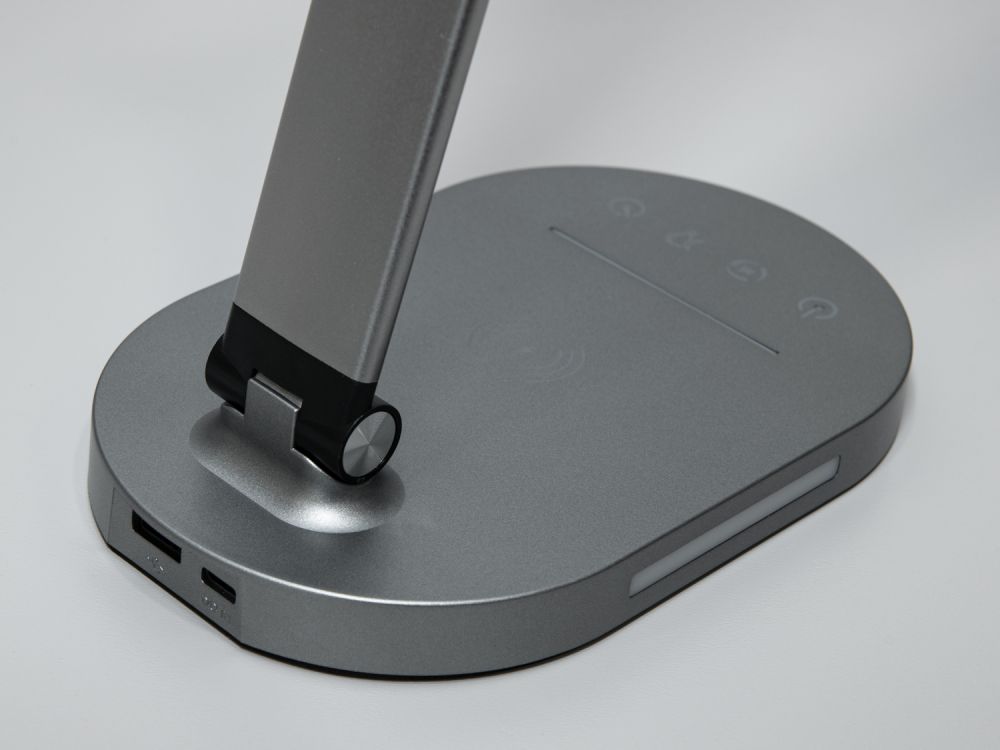 Настільна світлодіодна лампа A5503GR wireless charge  6W сірий