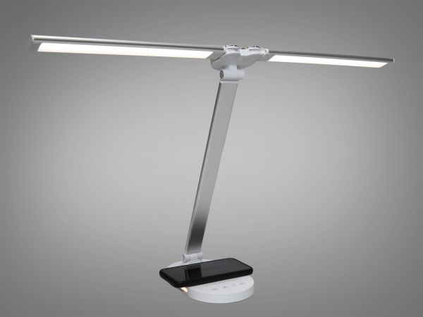 Настільна світлодіодна лампа A5508SL wireless charge  14W хром сатин на 2 джерела освітлення