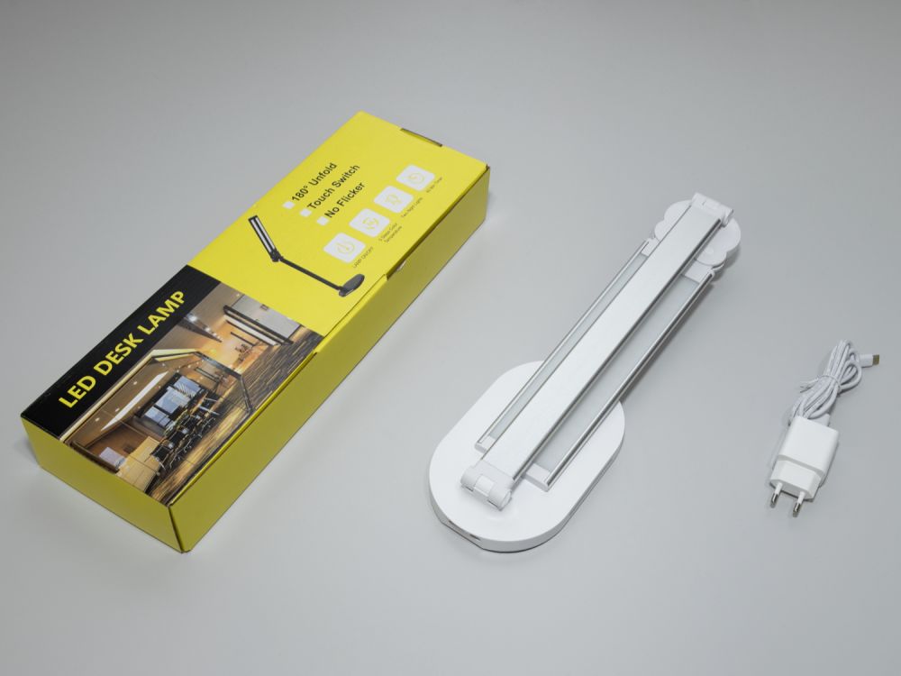 Настільна світлодіодна лампа A5508SL wireless charge  14W хром сатин на 2 джерела освітлення