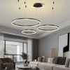 Підвісна люстра на три led кільця у чорному каркасі 60+50+40 см G70-600+500+400 BK