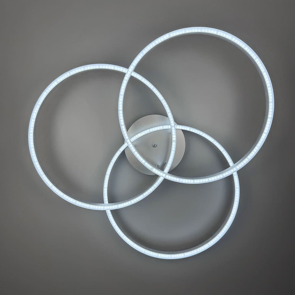 LED світильник білий на 3 кільця у сірому корпусі Ø 80 см A 55065/3 Silver+CH