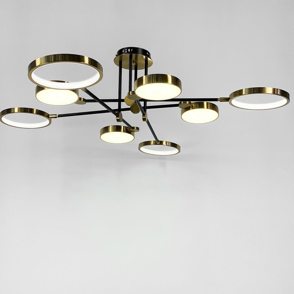 Стельова дизайнерська LED люстра ЛАТУНЬ+ЧОРНИЙ AOC 21/8