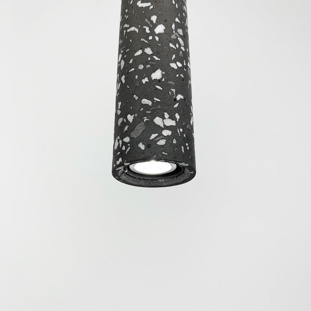 Підвісний сірий бетонний світильник TERRAZZO CYLINDER LONG MJ 163-40*300 BK